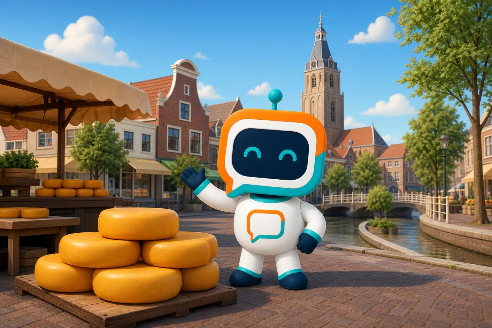 Roby visiting Woerden's historic cheese market